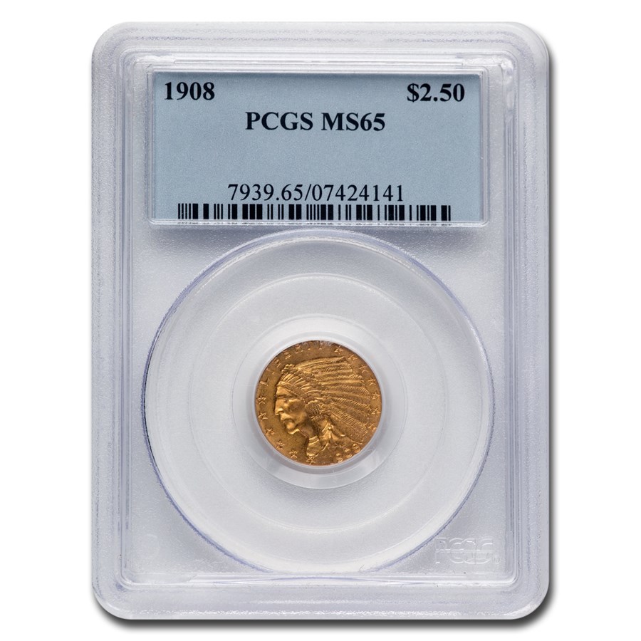 1908 $2.50 Indian Gold Quarter Eagle MS-65 PCGS