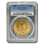 1908 $20 St Gaudens Gold Double Eagle No Motto MS-63 PCGS