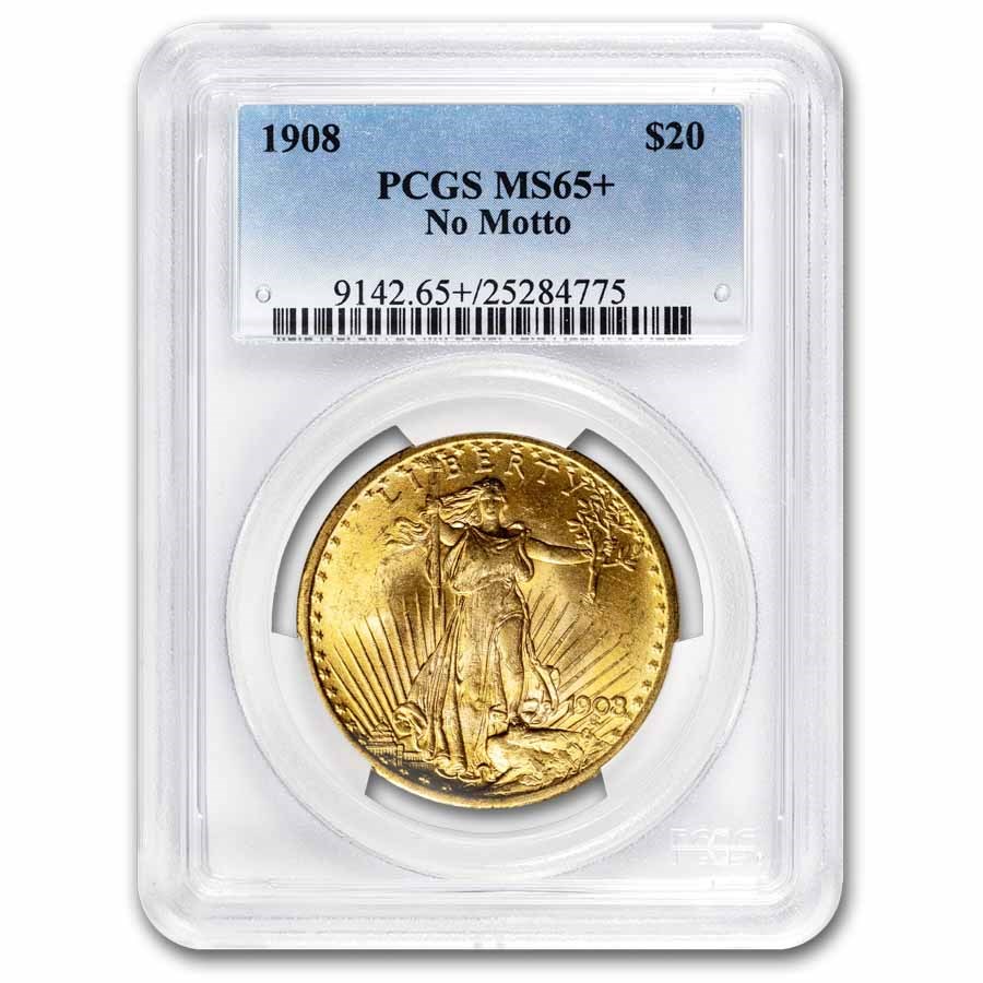 1908 $20 St Gaudens Gold Double Eagle No Motto MS-65+ PCGS