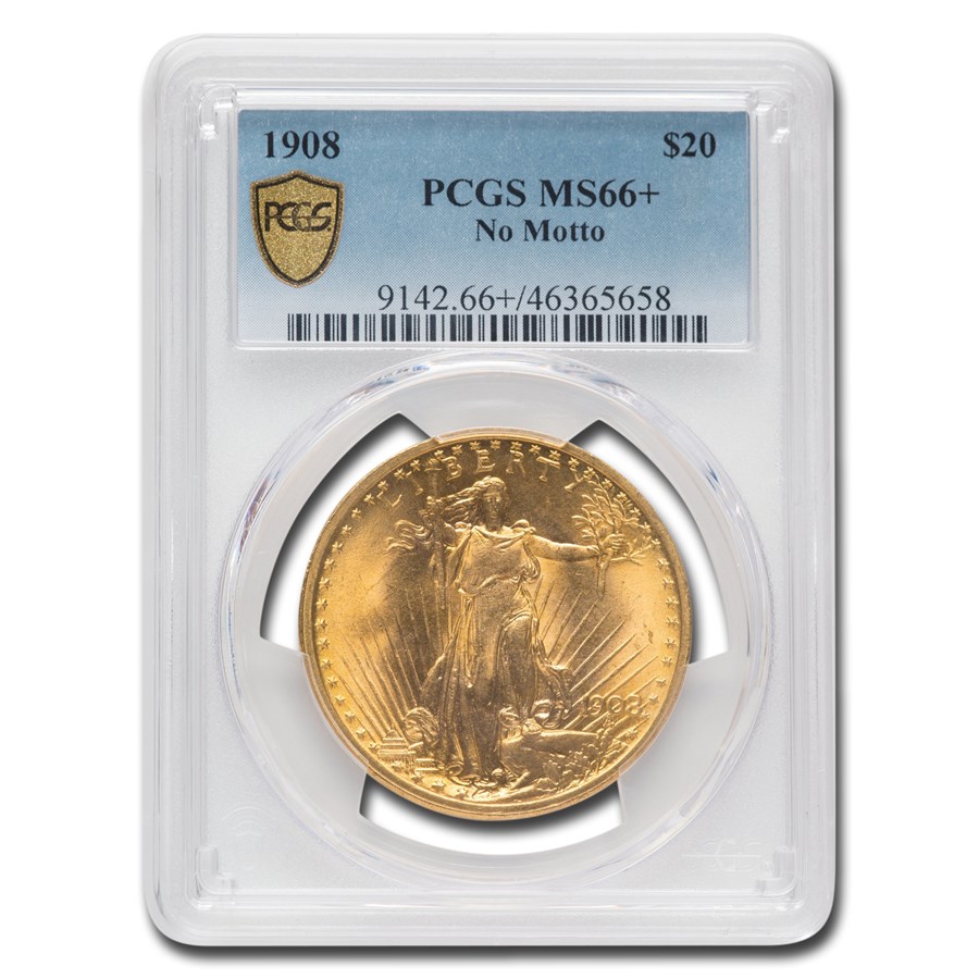 1908 $20 St Gaudens Gold Double Eagle No Motto MS-66+ PCGS