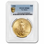 1908 $20 St Gaudens Gold Double Eagle No Motto MS-66 PCGS