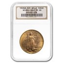 1908 $20 St Gaudens Gold No Motto MS-66 NGC (Wells Fargo)