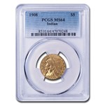 1908 $5 Indian Gold Half Eagle MS-64 PCGS