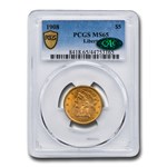 1908 $5 Liberty Gold Half Eagle MS-65 PCGS CAC