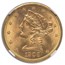 1908 $5 Liberty Gold Half Eagle MS-66 NGC