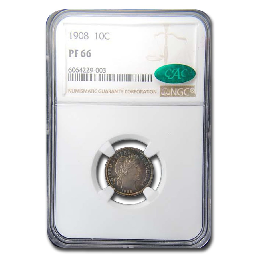 1908 Barber Dime PF-66 NGC CAC