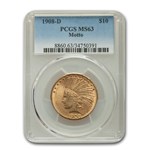 1908-D $10 Indian Gold Eagle w/Motto MS-63 PCGS