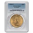 1908-D $20 St Gaudens Gold Double Eagle No Motto MS-62 PCGS