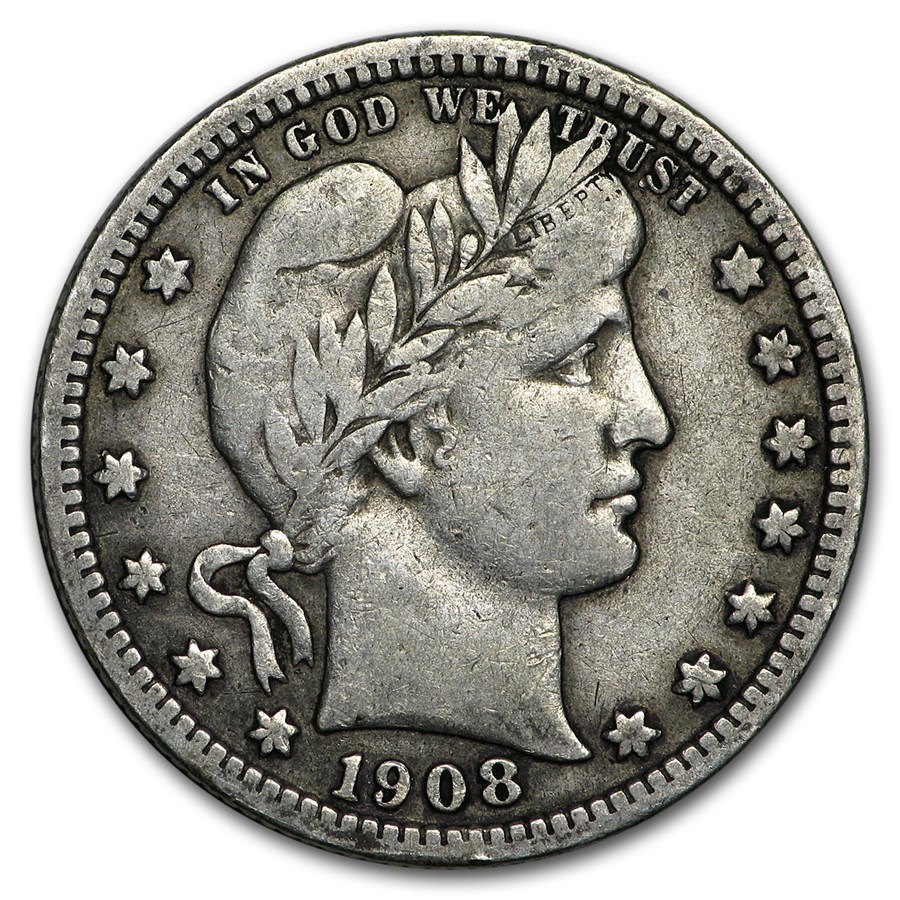 Buy 1908-D Barber Quarter VF | APMEX