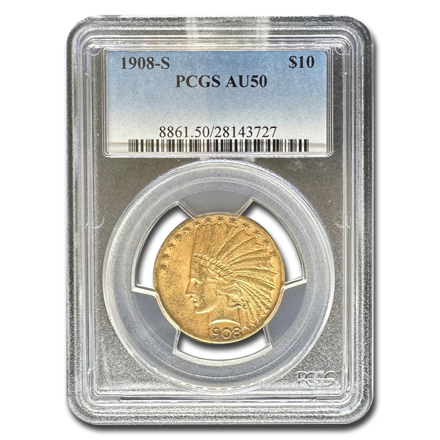 1908-S $10 Indian Gold Eagle AU-50 PCGS