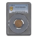 1908-S Indian Head Cent MS-64 PCGS (Red/Brown)