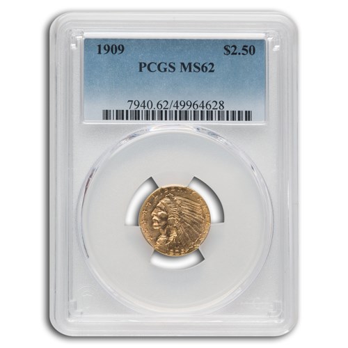 1909 $2.50 Indian Gold Quarter Eagle MS-62 PCGS