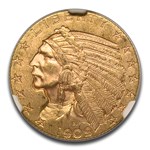 1909 $2.50 Indian Gold Quarter Eagle MS-63 NGC CAC