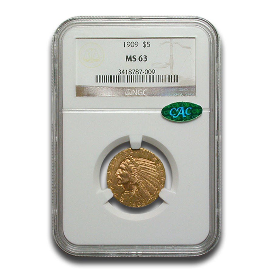 1909 $2.50 Indian Gold Quarter Eagle MS-63 NGC CAC