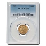 1909 $2.50 Indian Gold Quarter Eagle MS-63 PCGS