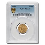 1909 $2.50 Indian Gold Quarter Eagle MS-64 PCGS