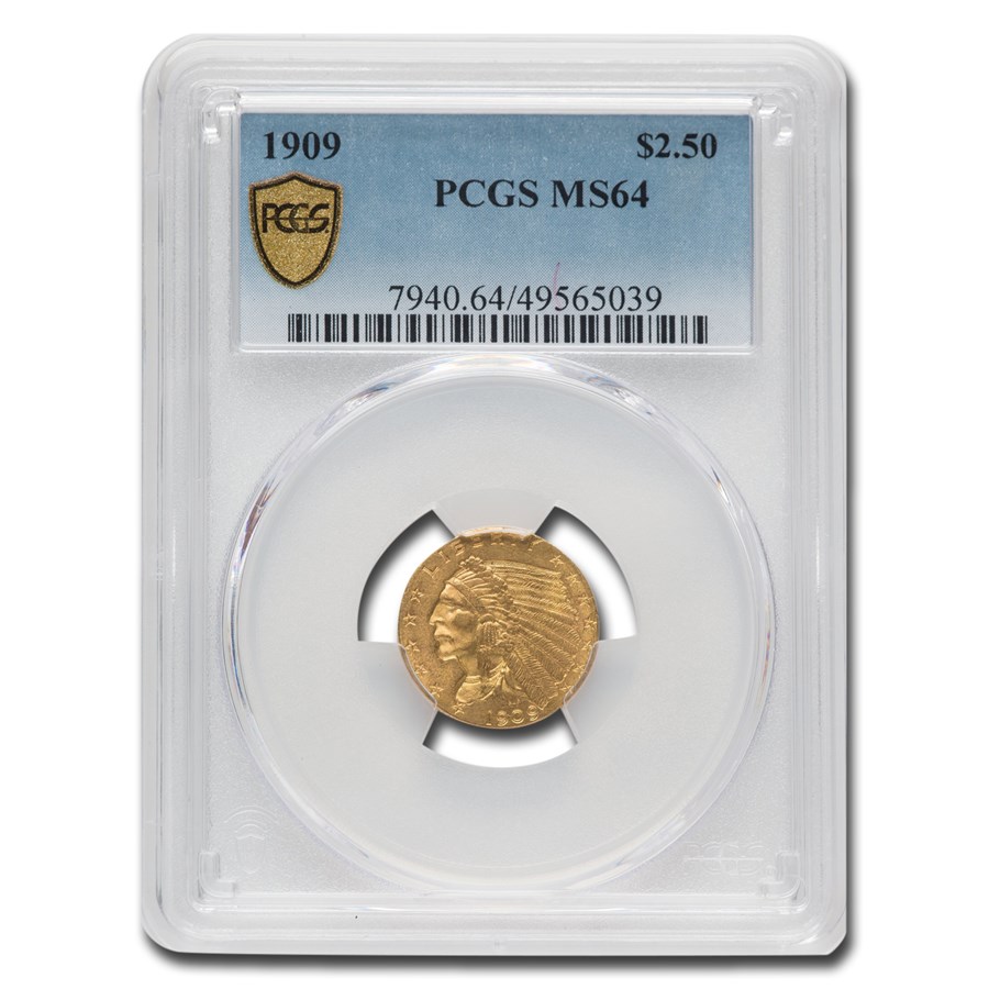 1909 $2.50 Indian Gold Quarter Eagle MS-64 PCGS