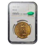 1909 $20 St Gaudens Gold Double Eagle MS-62 NGC CAC