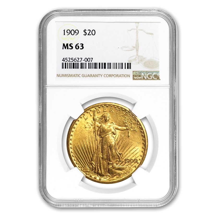 1909 $20 St Gaudens Gold Double Eagle MS-63 NGC