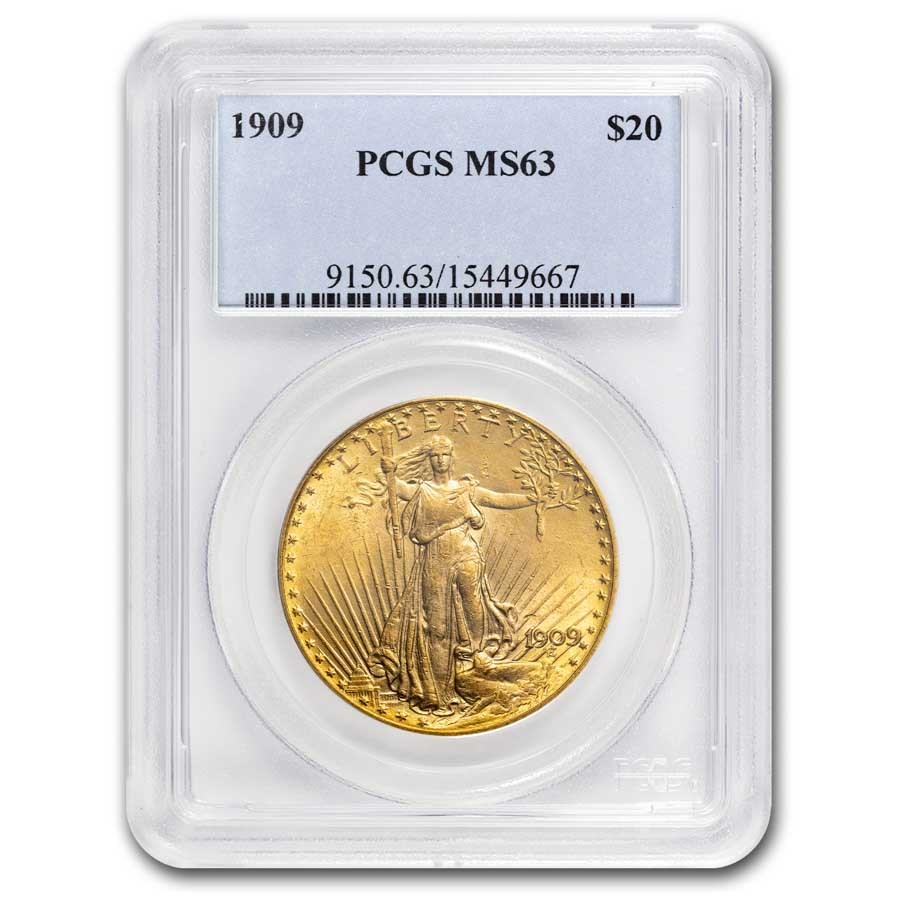 1909 $20 St Gaudens Gold Double Eagle MS-63 PCGS