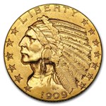 1909 $5 Indian Gold Half Eagle AU