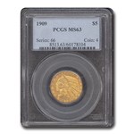 1909 $5 Indian Gold Half Eagle MS-63 PCGS