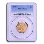 1909 $5 Indian Gold Half Eagle MS-65 PCGS