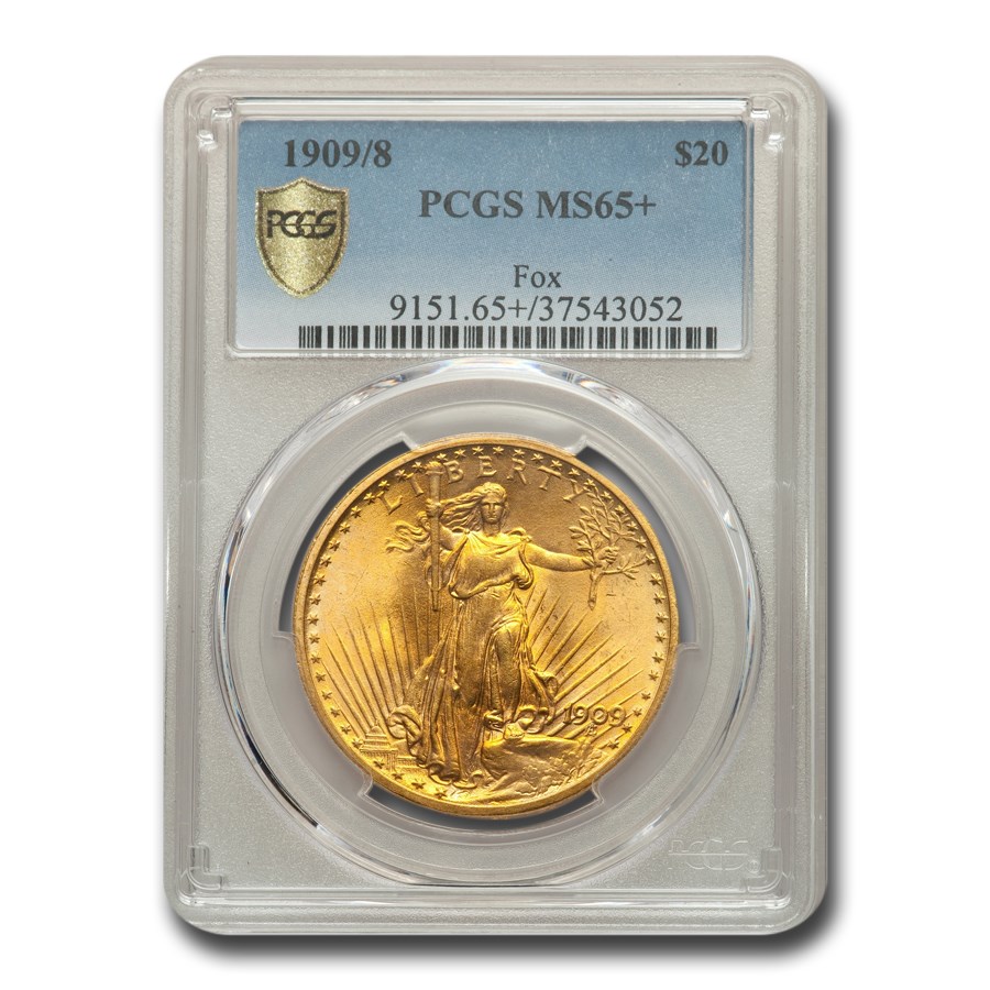 1909/8 $20 Saint-Gaudens Gold Double Eagle MS-65+ PCGS