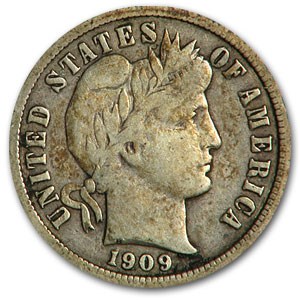 1909 Barber Dime Fine