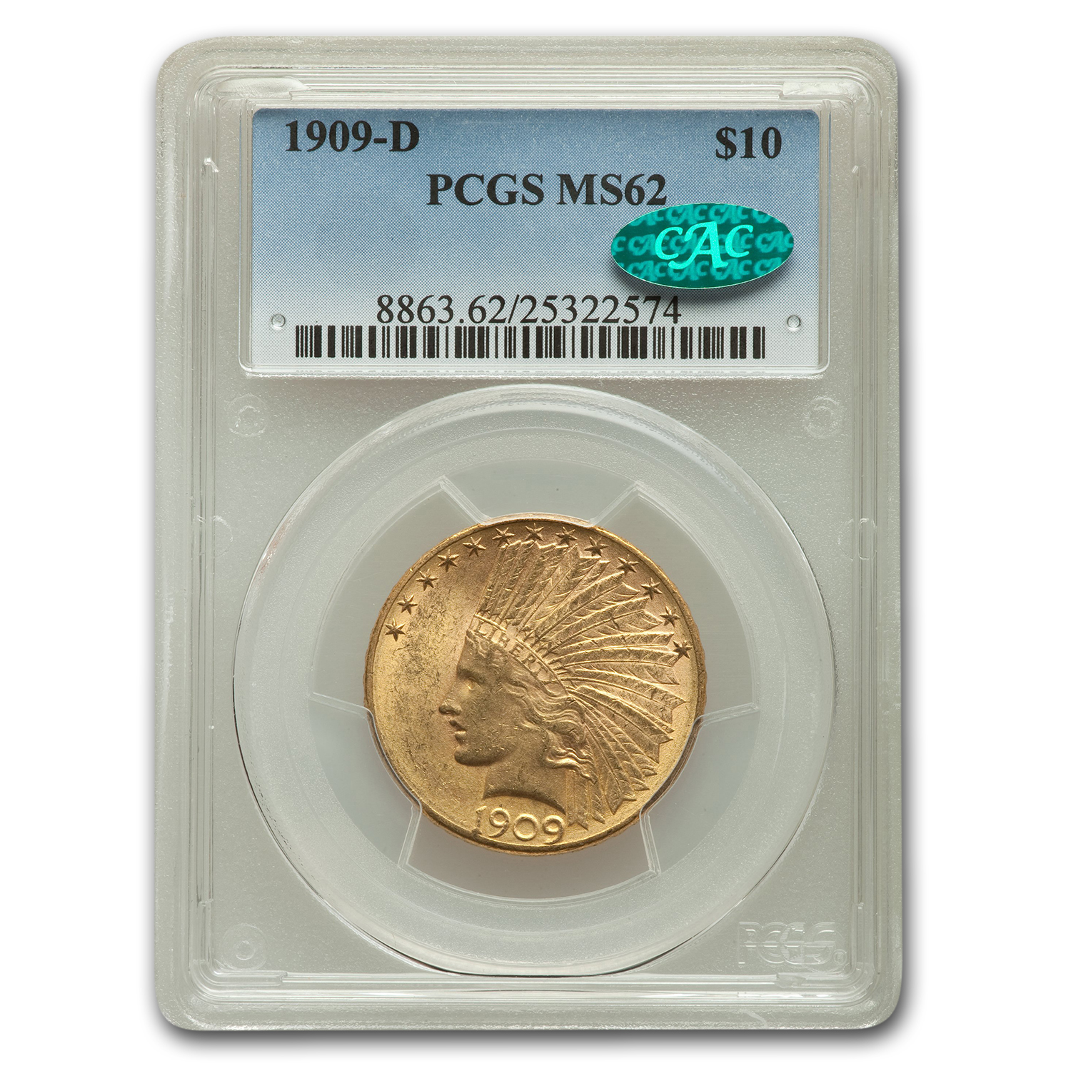 Buy 1909-D $10 Indian Gold Eagle MS-62 PCGS CAC | APMEX