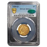 1909-D $5 Indian Gold Half Eagle MS-63+ PCGS CAC