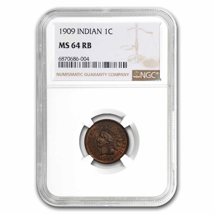 1909 Indian Head Cent MS-64 NGC (Red/Brown)