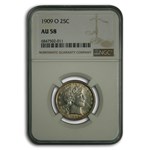 1909-O Barber Quarter AU-58 NGC