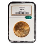 1909-S $20 St Gaudens Gold Double Eagle MS-64 NGC CAC