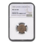 1909-S/ Horizontal S Lincoln Cent MS-66 NGC (Red/Brown)