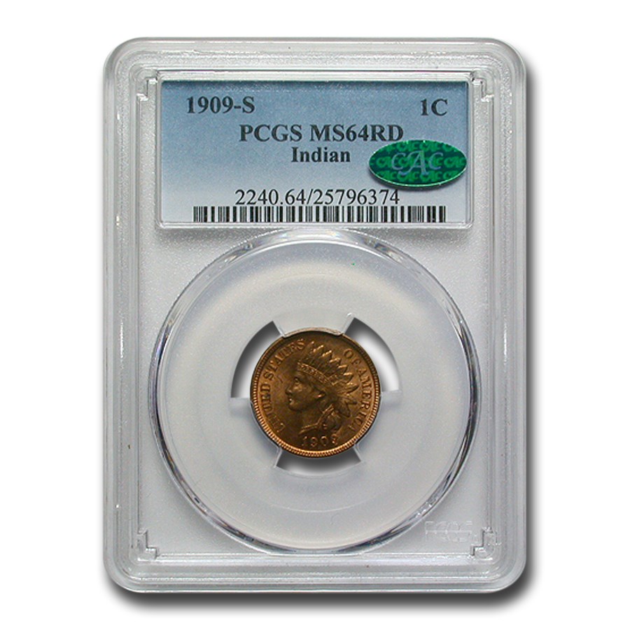 1909-S Indian Head Cent MS-64 PCGS CAC (Red)