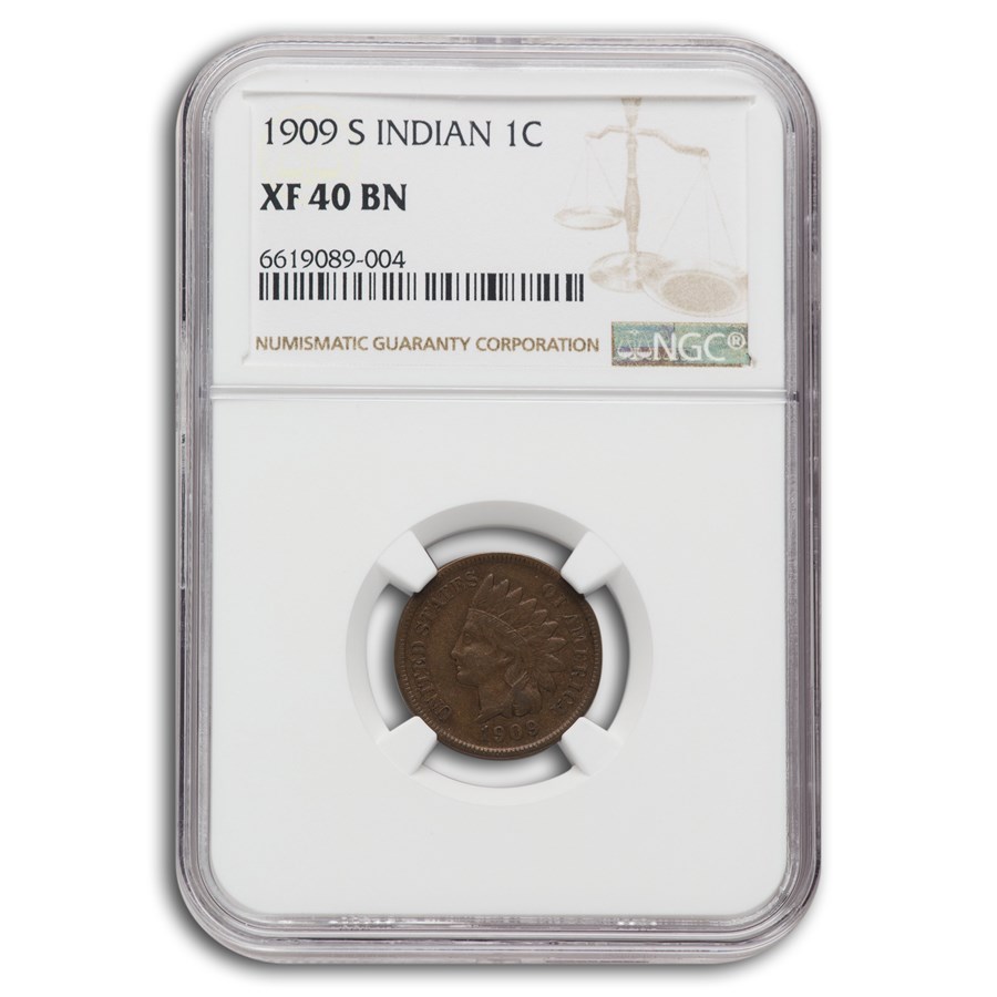 1909-S Indian Head Cent XF-40 NGC (Brown)