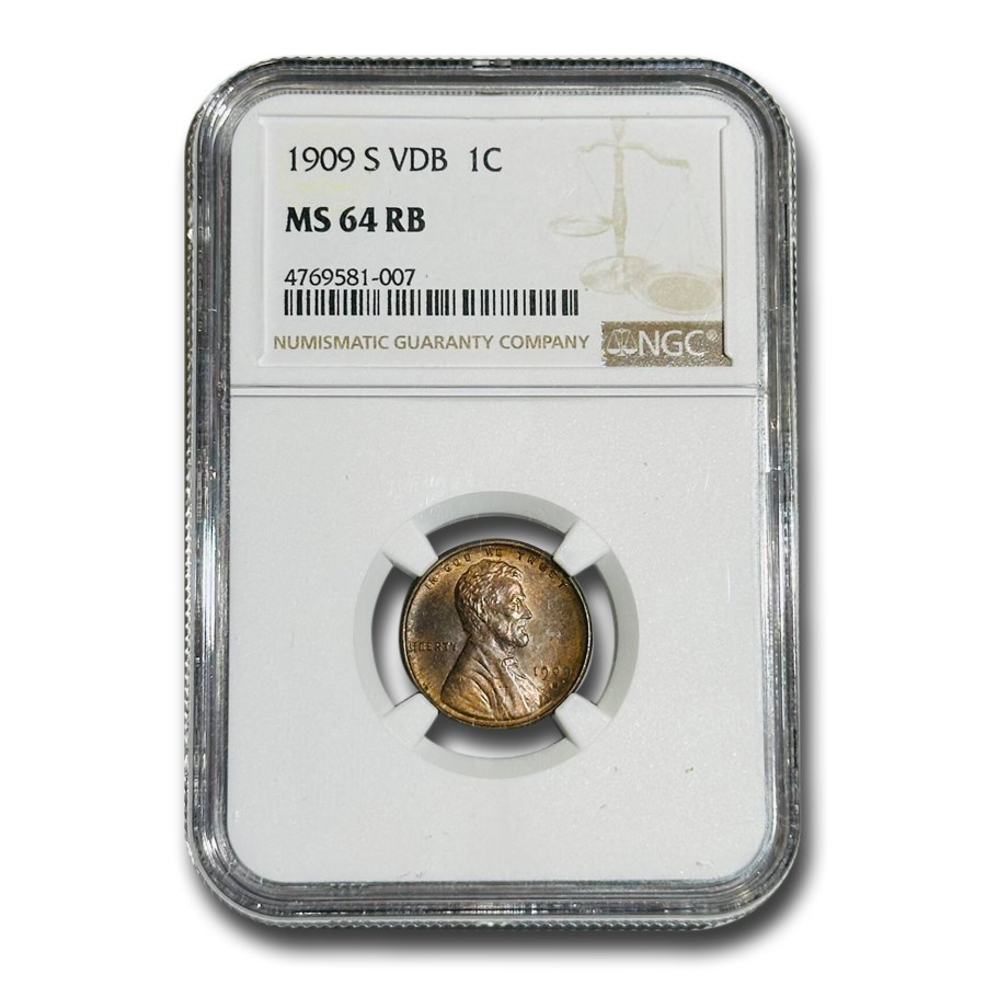 1909-S Lincoln Cent MS-64 NGC (Red/Brown)