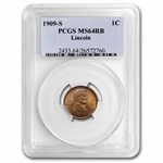 1909-S Lincoln Cent MS-64 PCGS (Red/Brown)