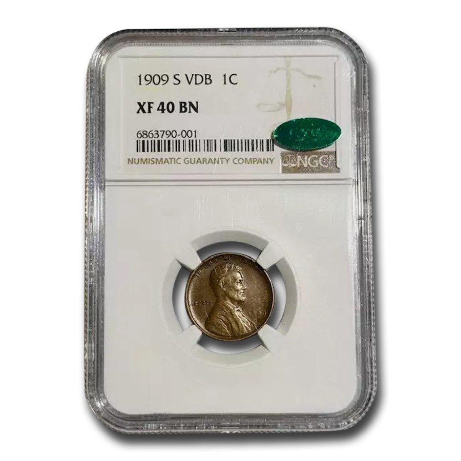 1909-S Lincoln Cent XF-40 NGC CAC (Brown)