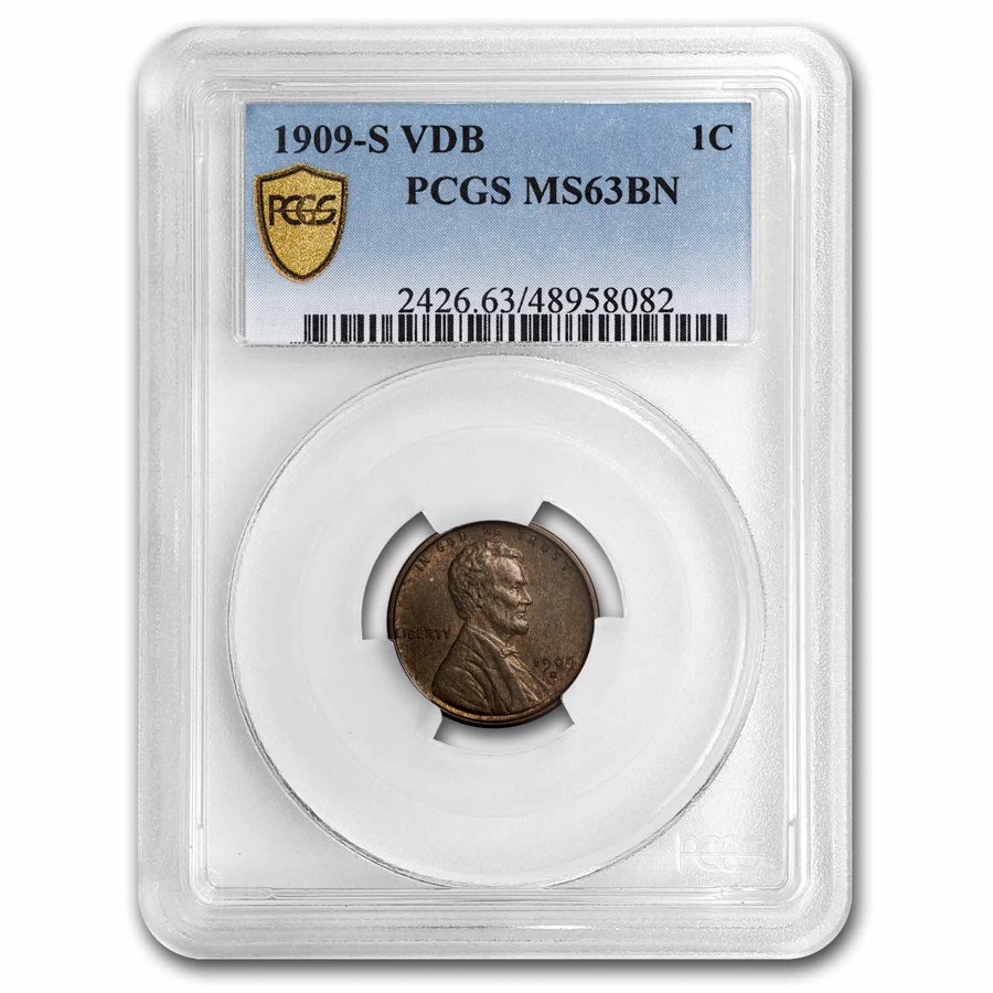 1909-S VDB Lincoln Cent MS-63 PCGS (Brown)