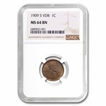 1909-S VDB Lincoln Cent MS-64 NGC (Brown)