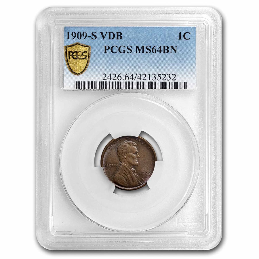 1909-S VDB Lincoln Cent MS-64 PCGS (Brown)