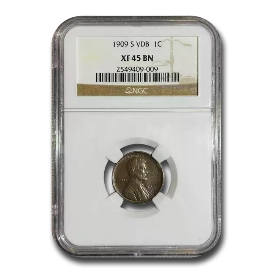 1909-S VDB Lincoln Cent XF-45 NGC (Brown)