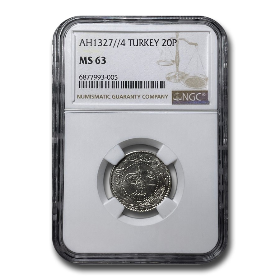 1909 Turkey 20 Para MS-63 NGC