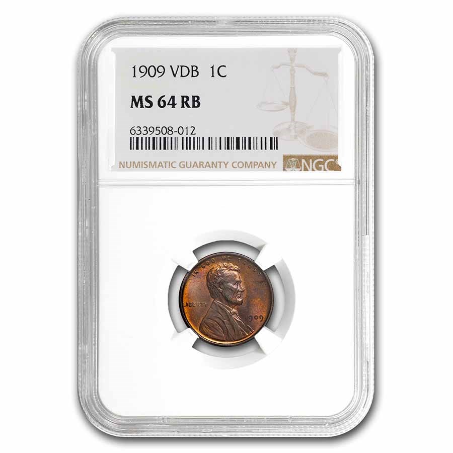 1909 VDB Lincoln Cent MS-64 NGC (Red/Brown)