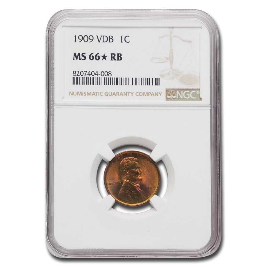 1909 VDB Lincoln Cent MS-66* NGC (Red/Brown)