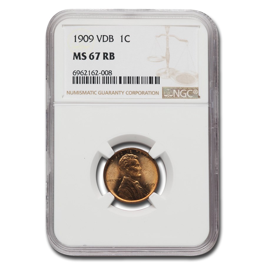 1909 VDB Lincoln Cent MS-67 NGC (Red/Brown)