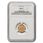 1910 $2.50 Indian Gold Quarter Eagle MS-62 NGC