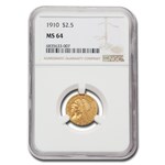 1910 $2.50 Indian Gold Quarter Eagle MS-64 NGC